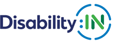 Disability:IN stylized blue and green logo.
