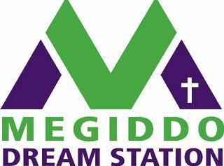 Megiddo Dream Station green and purple stylized logo.